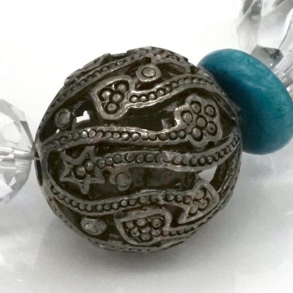 Bracelet Tibetan Style Beads Turquoise Crystals Antiqued Metal Beads - Picture 3 of 4